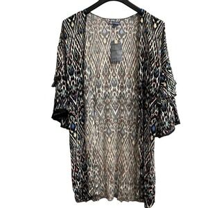 Democracy Ikat Print Kimono Womens S Cardigan Lightweight‎ Ruffle Sleeve